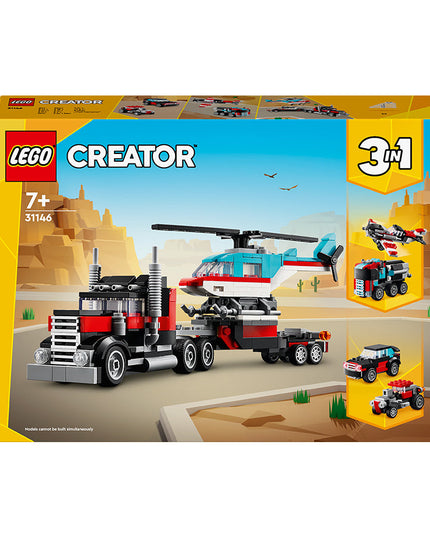 LEGO® Creator 3-in-1 Flatbed Truck with Helicopter Toy 31146