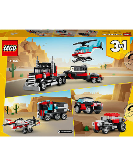 LEGO® Creator 3-in-1 Flatbed Truck with Helicopter Toy 31146