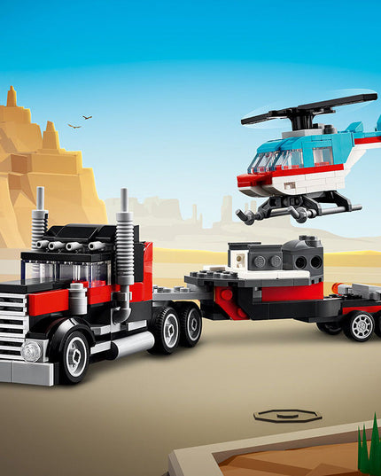 LEGO® Creator 3-in-1 Flatbed Truck with Helicopter Toy 31146